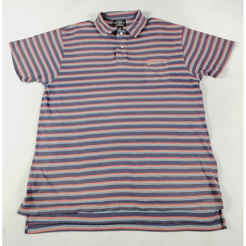 Vintage Polo Jeans Co Ralph Lauren Polo Shirt Mens Large Purple Striped Preppy